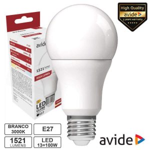 Lâmpada LED E27 Globo A60 13W 230V 3000K 1521lm AVIDE - (ABG27WW-13W-AP)