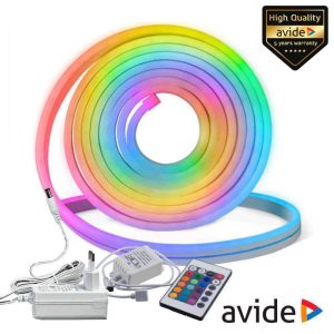 Kit Fita 300 LEDS RGB 12V 5m IP67 Efeito Néon AVIDE - (ABNLS-12VRGB-5MR)