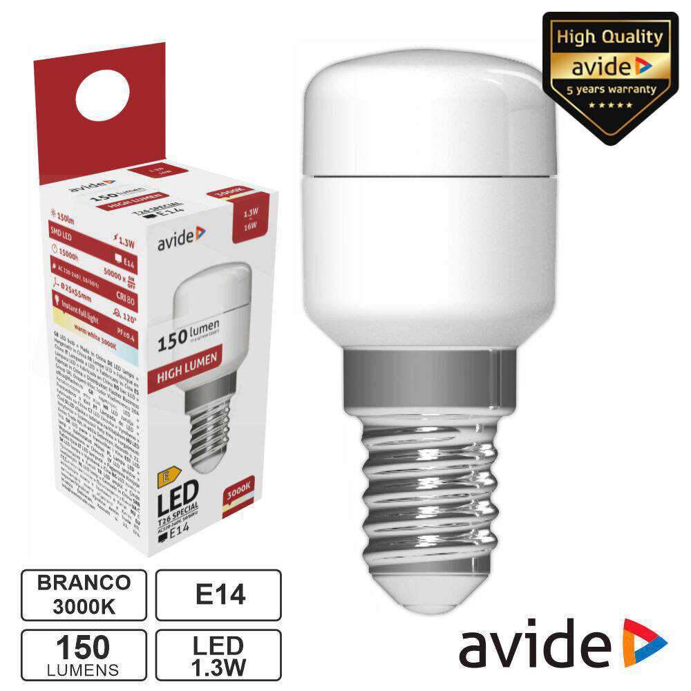 Lâmpada LED E14 Stick T26 1.3W 230V 3000K 150lm AVIDE - (ABT26WW-1.3W)