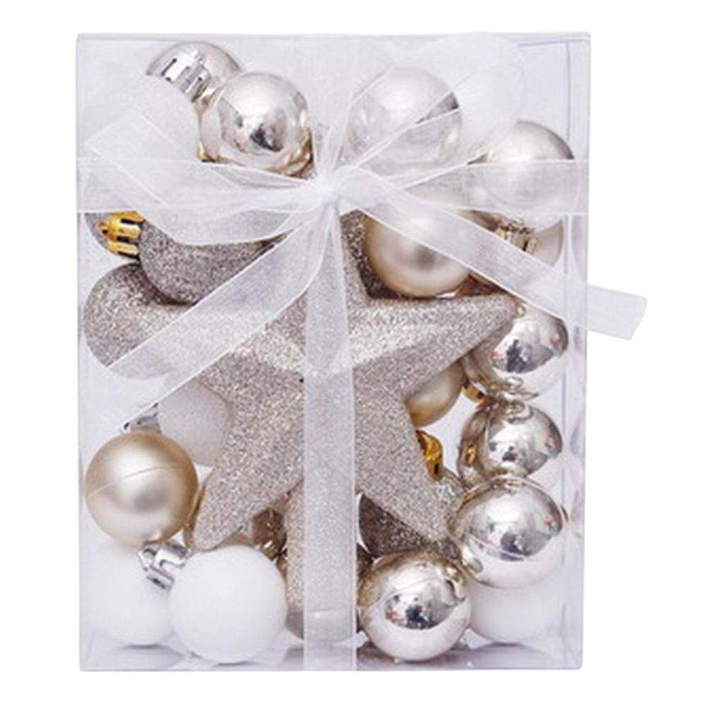 Conjunto 30 Bolas De Natal Prateado/Branco - (ACB3-FS-GW-30)