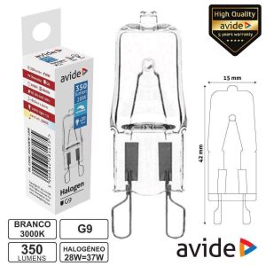 Lâmpada G9 28W=37W 230V Halogéneo 350lm AVIDE - (AHG9WW-28W)