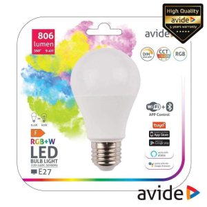 Lâmpada E27 9.4W 230V Globo RGBW CCT 806lm WiFi+BT - (ASG27RGBW-9.4W-WF)