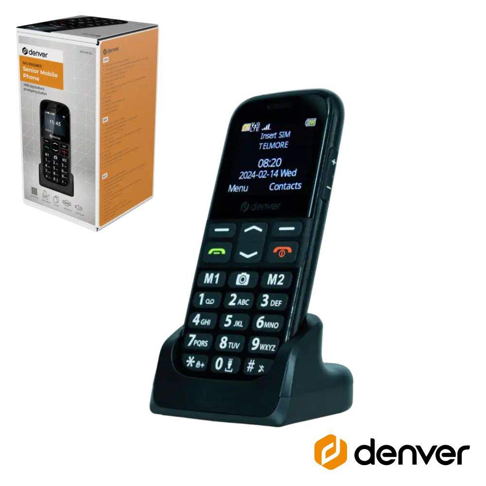 Telemóvel P/ Séniores 1.77" SOS FM Preto DENVER - (BAS-18500MEB)
