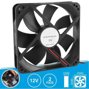 Ventilador 12V 80x80x25mm 2 Fios - (BSS12)