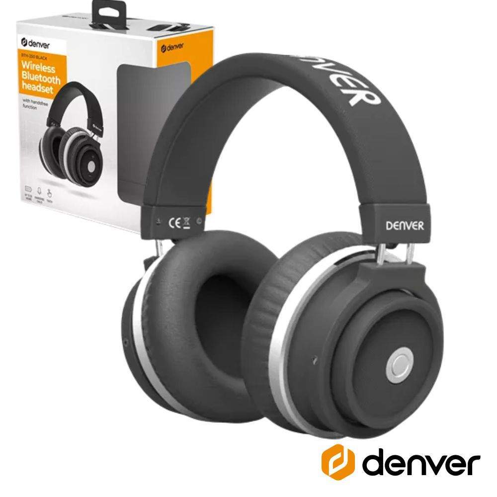 Auscultadores Bluetooth Aux Preto Mic DENVER - (BTH-250BLACK)