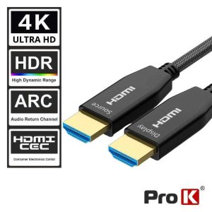Cabo HDMI Fibra Óptica Dourado Macho / Macho 2.0 4K 50m - (CHDMI50FO)