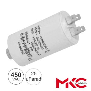 Condensador Arranque 25uF 450V C/ Terminais Faston - (COA25/450M)