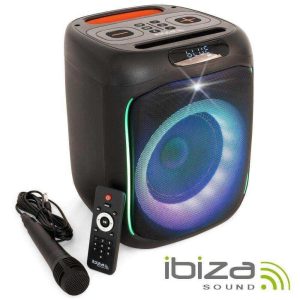 Coluna Amplificada 6.5" USB/MicroSD/AUX/BT/FM LED TWS IBIZA - (CUBE180)