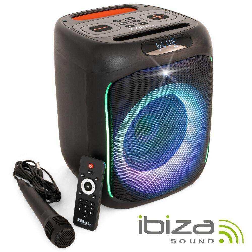 Coluna Amplificada 6.5" USB/MicroSD/AUX/BT/FM LED TWS IBIZA - (CUBE180)
