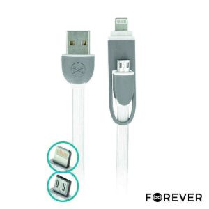 Cabo USB-A 2.0 Macho / Micro USB-B E Apple 8p 1M Branco - (CUSB-2IN1/3)