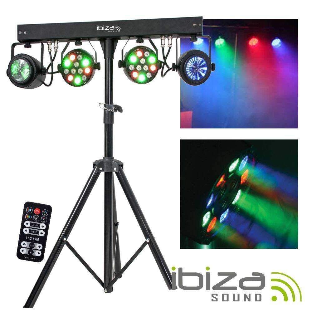 Suporte C/ 2 Projetores Par + 2 MoonfloWer DMX IBIZA - (DJLIGHT60)