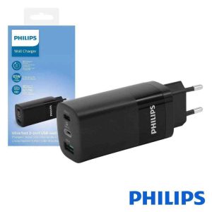 Alimentador 65W 1xUSB-A / 2x USB-C PD QC PHILIPS - (DLP2681)