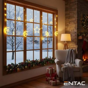 Luzes de Natal 135 LED 2.7W Cortina de Estrelas e Lua 3x0.7m - (ECCL-135WW-SM)