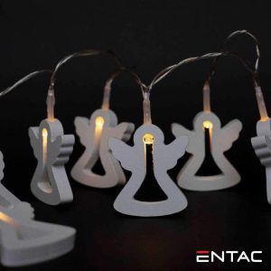 Luzes de Natal 10 LED 3000K Anjos a pilhas 1m ENTAC - (ECL-WA-10WW)