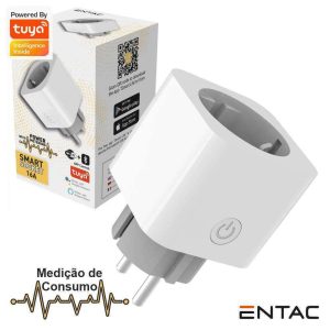 Ficha Elétrica C/ Contador Energia 1x Schuko Tuya WIFI - (ES-SSAPM-WIBLE)