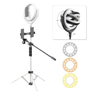 Ring Light Candeeiro de Estúdio 12" C/ Pé Extensível Branco - (ES055W)