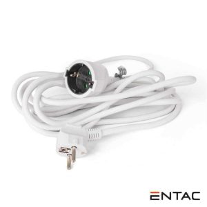 Cabo Extensão Tomada Elétrica 1x Schuko 3m Branco ENTAC - (ESECG1.5-3)