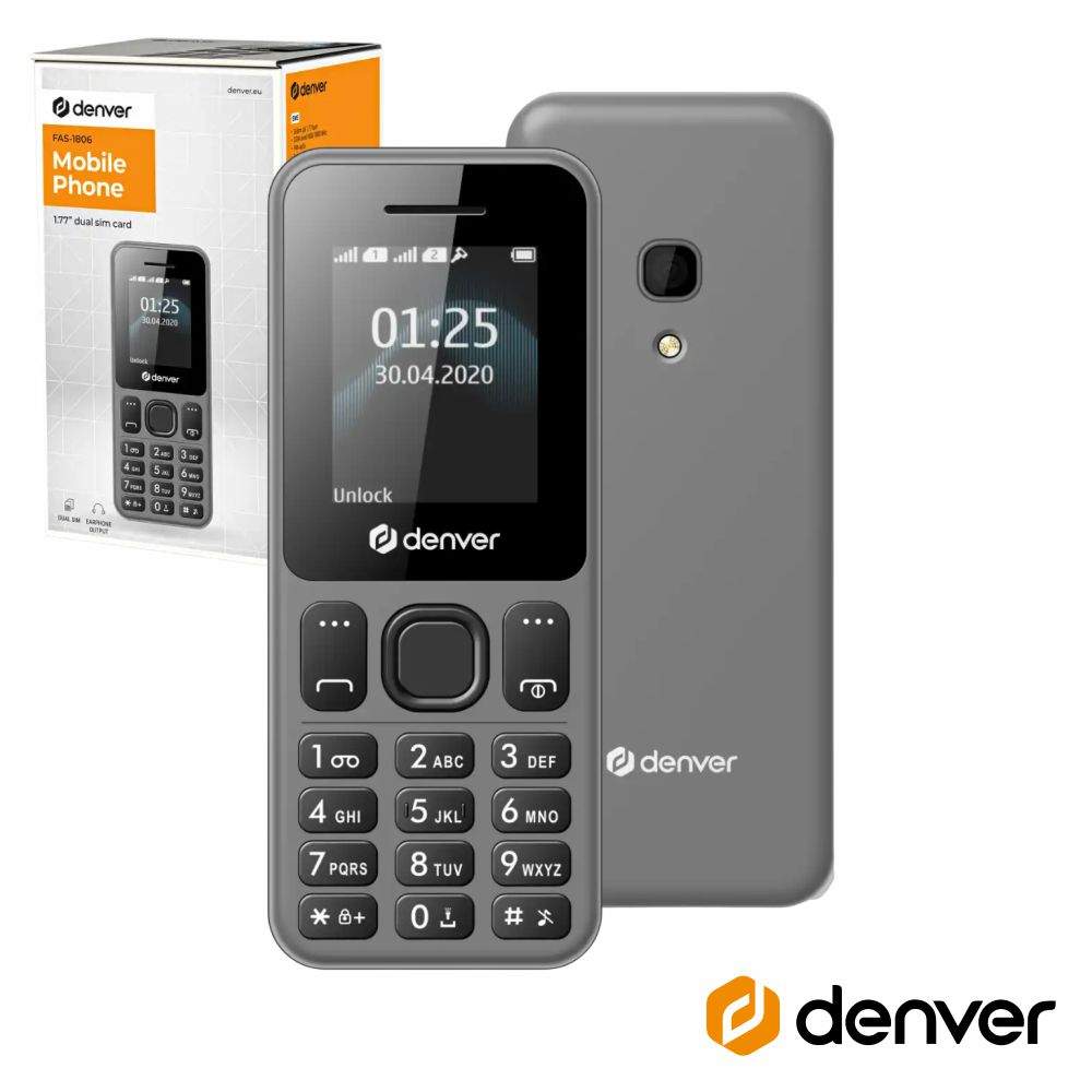 Telemóvel C/ LCD 1.77" 2G Dual Sim FM/BT Cinzento DENVER - (FAS-1806MK2)