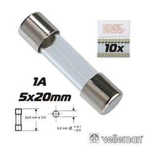 Fusível 5x20 Fusão Lenta 1A (10X) VELLEMAN - (FU1N)