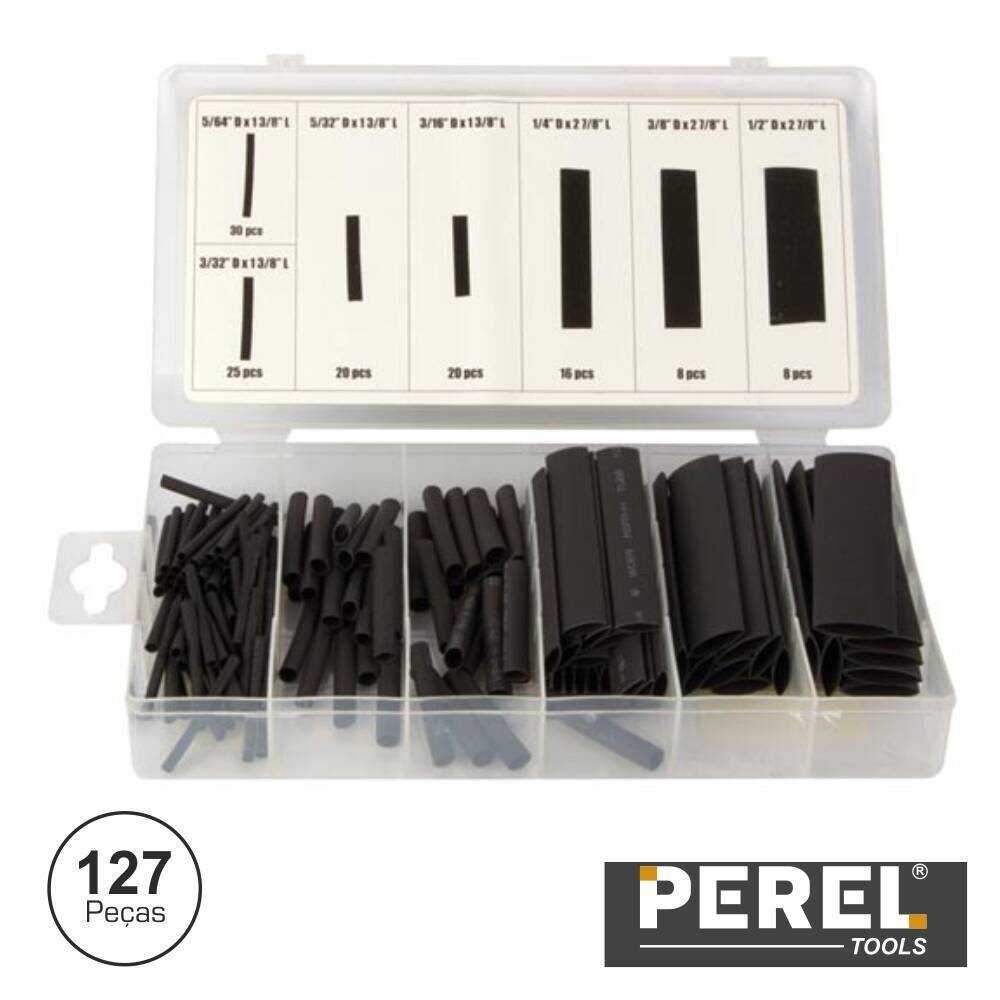 Kit Manga Termo Retráctil Preto 127x Perel - (HAS07)