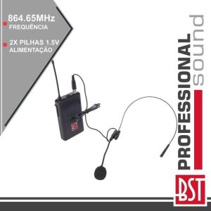 Microfone Headset Uhf S/ Fios 864.65mhz BST - (IPS10HEAD-B)