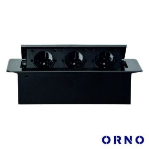 Tomada Elétrica Encastrar 3x Schuko Preta ORNO - (OR-AE-1336(GS)/GR)