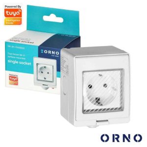 Tomada Elétrica Inteligente P/ Exterior IP55 WiFi TUYA ORNO - (OR-SH-17405(GS))