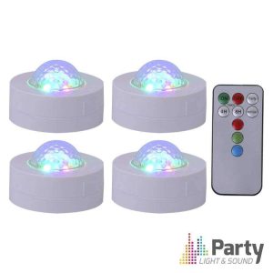 Conjunto de 4 Mini Projetores de Luz RGBW C/ Comando PARTY - (PARTY-4ASTRO)