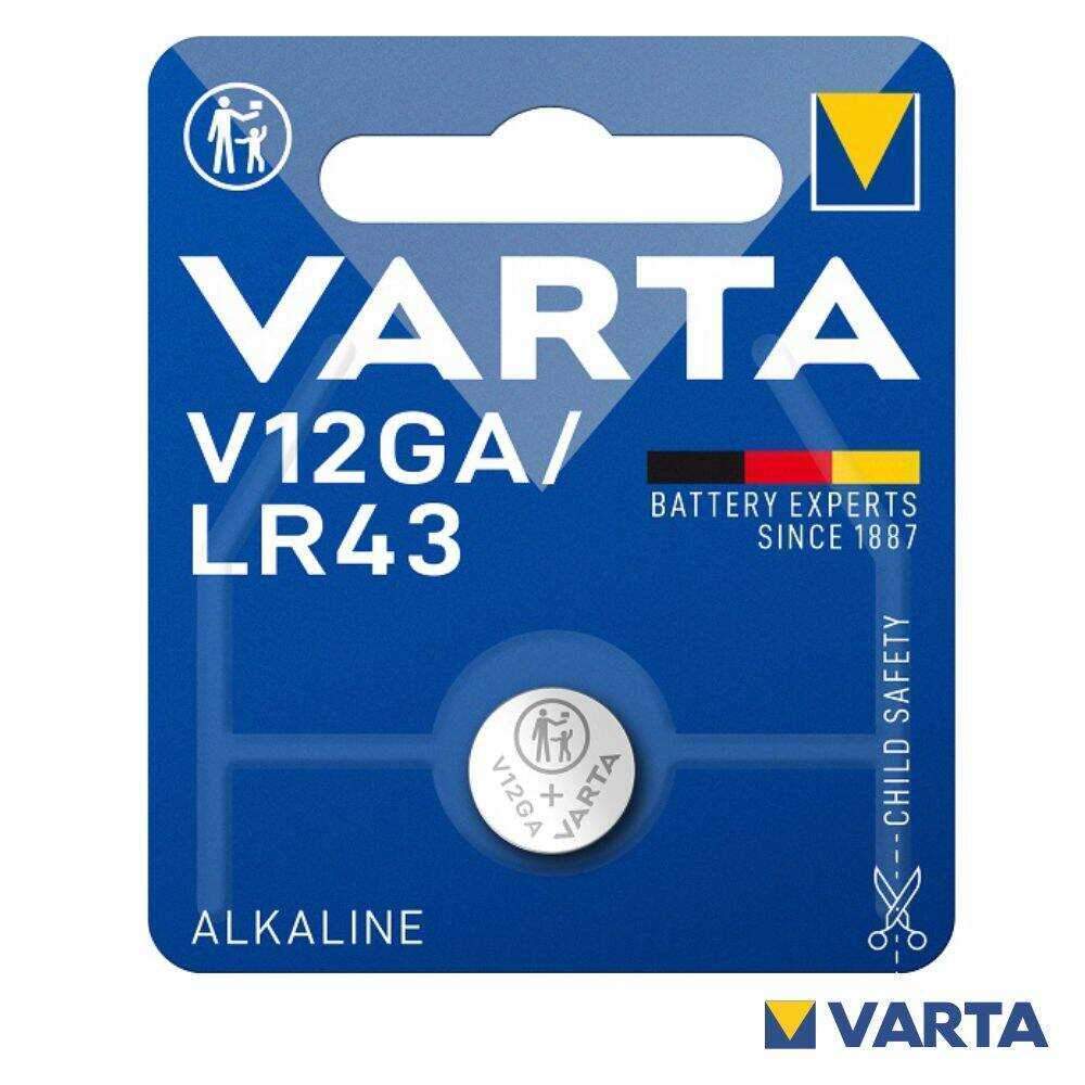 Pilha Alcalina Botão LR43/AG12/V12GA/L1142 1.5V VARTA - (PAV-LR43)