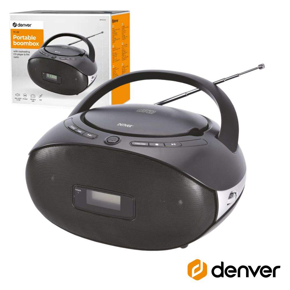 Rádio Portátil FM/CD/AUX Colunas 2x1W DENVER - (TC-29)