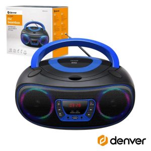 Rádio Portátil Leitor FM/BT/CD/USB Colunas 2x2W LEDS DENVER - (TCL-212BTBLUE)