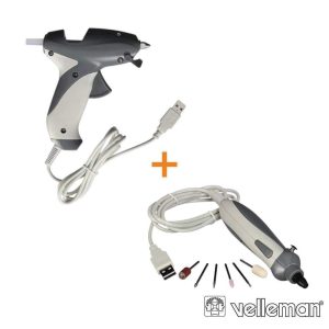 Conjunto Pistola de Cola Quente e Mini Berbequim VELLEMAN - (VTSUSB-PACK)