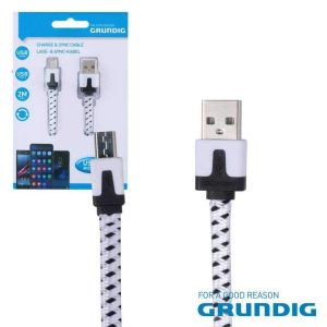 Cabo USB-A Macho / MicroUSB Macho 2m Branco GRUNDIG - (27006)