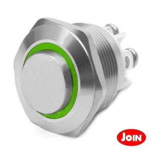 Comutador Pulsador Metal Redondo 12V Na Verde - (330-058-4)