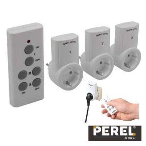 Conjunto De 3 Tomadas Elétricas C/ Comando S/Fios Perel - (7500-3N2-G)