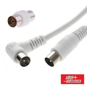 Cabo Coaxial Macho/Macho Branco 2m Ângular 90º ALPHA - (87-016W/02B)