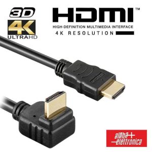 Cabo HDMI Dourado Macho / Macho 2.0 4K Preto 2m 90º ALPHA - (93-591R/02B)