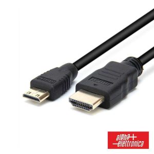 Cabo HDMI Dourado Macho / Mini HDMI Macho Preto 5m ALPHA - (93-595/5B)