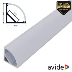 Perfil De Alumínio P/ Fita LED 2m De Canto AVIDE - (AAP-C-2M-S-MK)