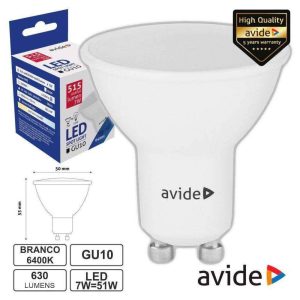 Lâmpada LED GU10 Spot 7W 230V 6400K 630lm AVIDE - (ABGU10CW-7W-AP)