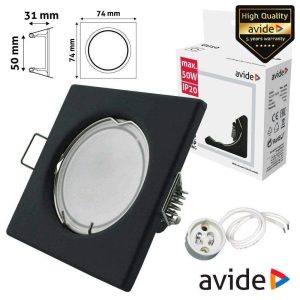 Aro Quadrado Fixo Antracite P/ MR16-GU10 AVIDE - (ABGU10F-S-AN)