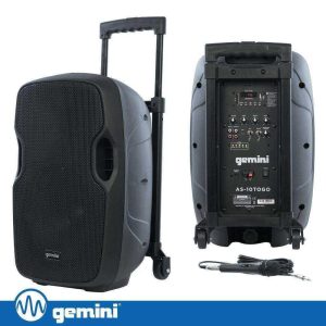 Coluna Amplificada 10" 1000W BT/USB/SD/MIC/BAT GEMINI - (AS-10TOGO)