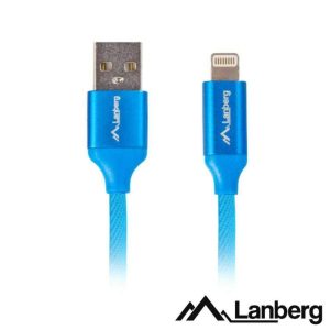 Cabo USB-A 2.0 Macho / Lightning Macho 1.8m Preto LANBERG - (CA-USLM-10CU-18-BL)