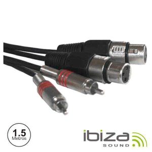 Cabo 2-XLR 3p Fêmea / 2-Rca Macho 1.5m IBIZA - (CM1.5RXF-2)