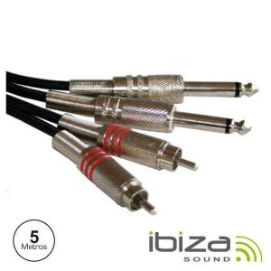 Cabo 2-Jack 6.35mm Macho / 2-Rca Macho Mn 5m IBIZA - (CM5RJ-2)