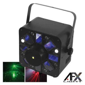 Projetor Luz C/ 5 LEDS 3W RGBAW + 8 LEDS Laser DMX AFXLIGHT - (COMBO-LED)