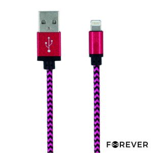 Cabo USB-A 2.0 Macho / Lightning Rosa 1M FOREVER - (CUSBL-TR-PINK)