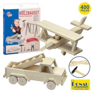 Kit Construções Em Madeira C/ Ferramentas 400 Peças Donau - (DNM465)