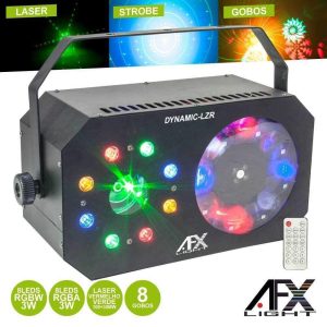Projetor Luz 8 LEDS 3W RGBW Gobo Strobe Laser AFXLIGHT - (DYNAMIC-LZR)