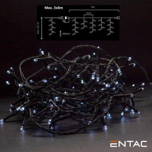 Luzes de Natal 360 LED 6400K Cortina 8m S/ Alimentador ENTAC - (ECL-I360CW-L)